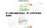 萝卜密聊注册账号用别人（萝卜玩账号容易被找回吗）