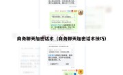 商务聊天加密话术（商务聊天加密话术技巧）