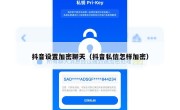 抖音设置加密聊天（抖音私信怎样加密）