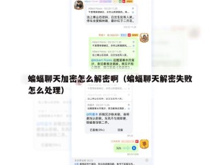 蝙蝠聊天加密怎么解密啊（蝙蝠聊天解密失败怎么处理）