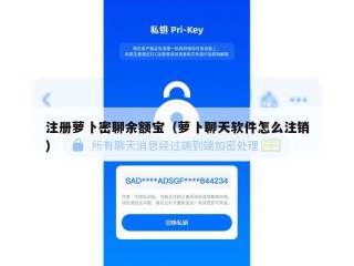 注册萝卜密聊余额宝（萝卜聊天软件怎么注销）