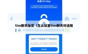 tim聊天加密（怎么设置tim聊天对话框）