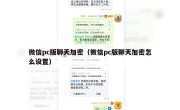 微信pc版聊天加密（微信pc版聊天加密怎么设置）