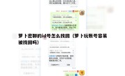 萝卜密聊的id号怎么找回（萝卜玩账号容易被找回吗）