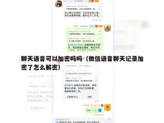 聊天语音可以加密吗吗（微信语音聊天记录加密了怎么解密）