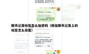 聊天记录标签怎么加密码（微信聊天记录上的标签怎么设置）