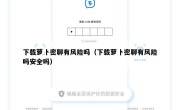 下载萝卜密聊有风险吗（下载萝卜密聊有风险吗安全吗）