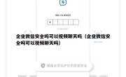 企业微信安全吗可以视频聊天吗（企业微信安全吗可以视频聊天吗）