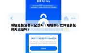 蝙蝠能恢复聊天记录吗（蝙蝠聊天软件能恢复聊天记录吗）