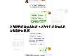 华为聊天语音信息加密（华为手机语音信息已加密是什么意思）