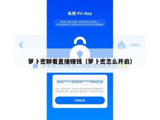萝卜密聊看直播赚钱（萝卜密怎么开启）