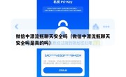 微信中漂流瓶聊天安全吗（微信中漂流瓶聊天安全吗是真的吗）