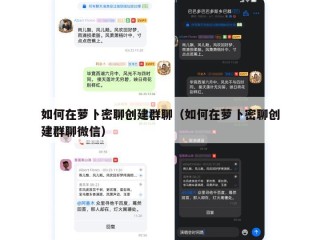 如何在萝卜密聊创建群聊（如何在萝卜密聊创建群聊微信）