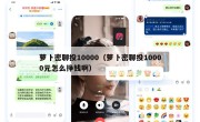萝卜密聊投10000（萝卜密聊投10000元怎么挣钱啊）