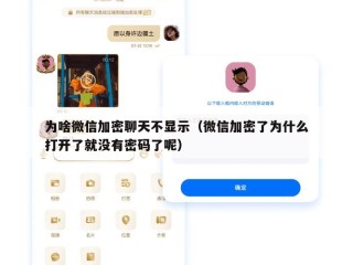 为啥微信加密聊天不显示（微信加密了为什么打开了就没有密码了呢）
