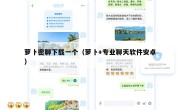 萝卜密聊下载一个（萝卜+专业聊天软件安卓）