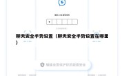 聊天安全手势设置（聊天安全手势设置在哪里）