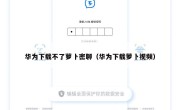 华为下载不了萝卜密聊（华为下载萝卜视频）