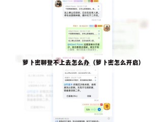 萝卜密聊登不上去怎么办（萝卜密怎么开启）