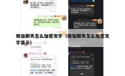 微信聊天怎么加密文字（微信聊天怎么加密文字显示）