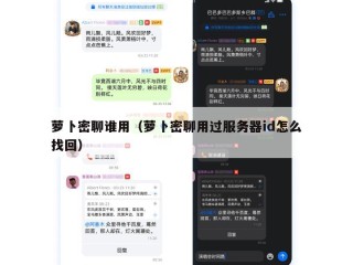 萝卜密聊谁用（萝卜密聊用过服务器id怎么找回）