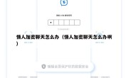 情人加密聊天怎么办（情人加密聊天怎么办啊）