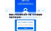 蝙蝠bat安全聊天软件下载（bat蝙蝠聊天软件安全吗）