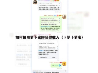 如何使用萝卜密聊获得收入（卜萝卜萝蜜）