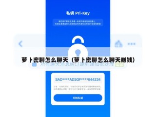 萝卜密聊怎么聊天（萝卜密聊怎么聊天赚钱）