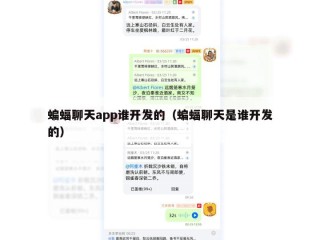 蝙蝠聊天app谁开发的（蝙蝠聊天是谁开发的）