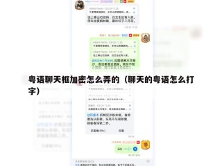 粤语聊天框加密怎么弄的（聊天的粤语怎么打字）