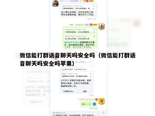 微信能打群语音聊天吗安全吗（微信能打群语音聊天吗安全吗苹果）