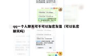 qq一个人聊天可不可以加密友值（可以私密聊天吗）