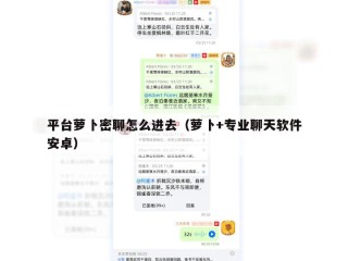 平台萝卜密聊怎么进去（萝卜+专业聊天软件安卓）