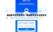 蝙蝠聊天软件加密码（蝙蝠聊天怎么设置密码）