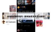 游戏加密聊天技巧（游戏加密文件怎么解密）