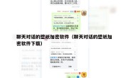 聊天对话的壁纸加密软件（聊天对话的壁纸加密软件下载）