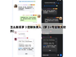 怎么联系萝卜密聊负责人（萝卜+专业聊天软件）