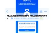 网上在线客服聊天安全吗（网上客服聊天技巧）