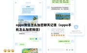 oppo微信怎么加密聊天记录（oppo手机怎么加密微信）