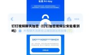 钉钉视频聊天加密（钉钉加密视频公安能看到吗）