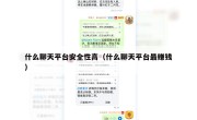 什么聊天平台安全性高（什么聊天平台最赚钱）