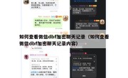 如何查看微信dbf加密聊天记录（如何查看微信dbf加密聊天记录内容）