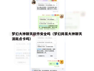 梦幻大神聊天软件安全吗（梦幻网易大神聊天消耗点卡吗）