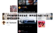 手机里的聊天语音加密（聊天语音加密了无法播放怎么回事）