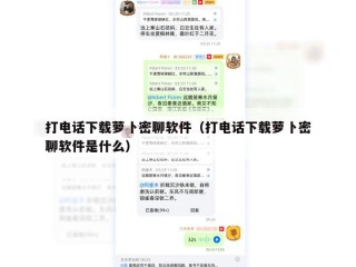打电话下载萝卜密聊软件（打电话下载萝卜密聊软件是什么）