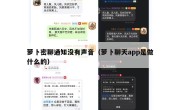 萝卜密聊通知没有声音（萝卜聊天app是做什么的）