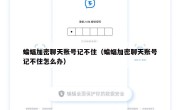 蝙蝠加密聊天账号记不住（蝙蝠加密聊天账号记不住怎么办）