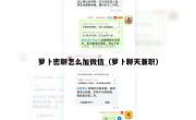 萝卜密聊怎么加微信（萝卜聊天兼职）