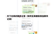 月下无痕的聊天记录（如何无痕删除微信聊天记录）